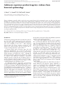 Cover page: Adolescent experience predicts longevity: evidence from historical epidemiology