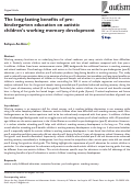 Cover page: The long-lasting benefits of pre-kindergarten education on autistic childrens working memory development.