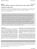 Cover page: Plasma proteins related to inflammatory diet predict future cognitive impairment