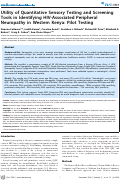 Cover page: Utility of Quantitative Sensory Testing and Screening Tools in Identifying HIV-Associated Peripheral Neuropathy in Western Kenya: Pilot Testing