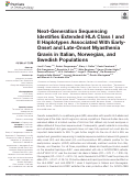 Cover page: Next-Generation Sequencing Identifies Extended HLA Class I and II Haplotypes Associated With Early-Onset and Late-Onset Myasthenia Gravis in Italian, Norwegian, and Swedish Populations