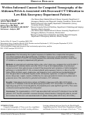 Cover page: Written Informed Consent for Computed Tomography of the Abdomen/Pelvis is Associated with Decreased CT Utilization in Low-Risk Emergency Department Patients