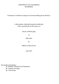 Cover page: Performance Feedback to Improve Classroom Management Practices