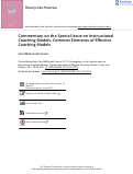 Cover page: Commentary on the Special Issue on Instructional Coaching Models: Common Elements of Effective Coaching Models