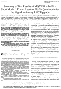 Cover page: Summary of Test Results of MQXFS1—The First Short Model 150 mm Aperture Nb3Sn Quadrupole for the High-Luminosity LHC Upgrade