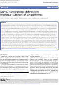 Cover page: DLPFC transcriptome defines two molecular subtypes of schizophrenia