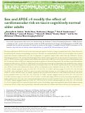 Cover page: Sex and APOE ɛ4 modify the effect of cardiovascular risk on tau in cognitively normal older adults