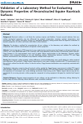 Cover page: Validation of a Laboratory Method for Evaluating Dynamic Properties of Reconstructed Equine Racetrack Surfaces