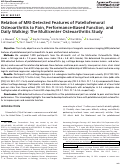 Cover page: Relation of MRI‐Detected Features of Patellofemoral Osteoarthritis to Pain, Performance‐Based Function, and Daily Walking: The Multicenter Osteoarthritis Study