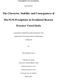 Cover page: The Character, Stability and Consequences of Mn-Ni-Si Precipitates in Irradiated Reactor Pressure Vessel Steels