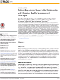 Cover page: Patient Experience Shows Little Relationship with Hospital Quality Management Strategies