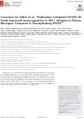 Cover page: Correction for Kibler et al., “Replication-Competent NYVAC-KC Yields Improved Immunogenicity to HIV-1 Antigens in Rhesus Macaques Compared to Nonreplicating NYVAC”