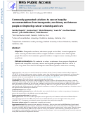 Cover page: Community-generated solutions to cancer inequity: recommendations from transgender, non-binary and intersex people on improving cancer screening and care.