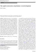 Cover page: The cognitive neuroscience of prehension: recent developments