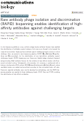 Cover page: Rare antibody phage isolation and discrimination (RAPID) biopanning enables identification of high-affinity antibodies against challenging targets