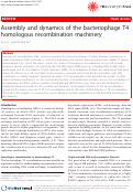 Cover page: Assembly and dynamics of the bacteriophage T4 homologous recombination machinery