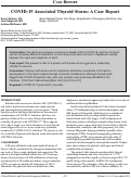 Cover page: COVID-19 Associated Thyroid Storm: A Case Report