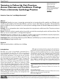 Cover page: Variation in Follow-Up Visit Practices Across Clinicians and Conditions