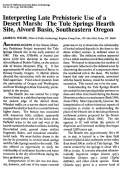 Cover page: Interpreting Late Prehistoric Use of a Desert Marsh: The Tule Springs Hearth Site, Alvord Basin, Southeastern Oregon