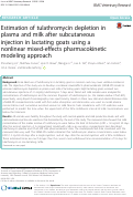 Cover page: Estimation of tulathromycin depletion in plasma and milk after subcutaneous injection in lactating goats using a nonlinear mixed-effects pharmacokinetic modeling approach