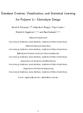 Cover page: Database Creation, Visualization, and Statistical Learning for Polymer Li
              <sup>+</sup>
              -Electrolyte Design