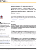 Cover page: Increased Rates of Prolonged Length of Stay, Readmissions, and Discharge to Care Facilities among Postoperative Patients with Disseminated Malignancy: Implications for Clinical Practice