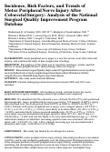 Cover page: Incidence, Risk Factors, and Trends of Motor Peripheral Nerve Injury After Colorectal Surgery