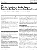 Cover page: Embolic Hypodermic Needle Causing Traumatic Cardiac Tamponade: A Case Report.