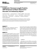 Cover page: Leukocyte Telomere Length Predicts SSRI Response in Major Depressive Disorder: A Preliminary Report