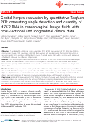 Cover page: Genital Herpes Evaluation by Quantitative TaqMan PCR: Correlating Single Detection and Quantity of HSV-2 DNA in Cervicovaginal Lavage Fluids with Cross-sectional and Longitudinal Clinical Data.