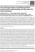 Cover page: Use of Korean dramas to facilitate precision mental health understanding and discussion for Asian Americans