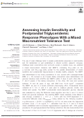 Cover page: Assessing Insulin Sensitivity and Postprandial Triglyceridemic Response Phenotypes With a Mixed Macronutrient Tolerance Test