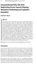 Cover page: Gerrymandering Politics Out of the Redistricting Process: Toward a Planning Revolution in Redrawing Local Legislative Boundaries