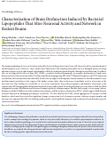 Cover page: Characterization of Brain Dysfunction Induced by Bacterial Lipopeptides That Alter Neuronal Activity and Network in Rodent Brains