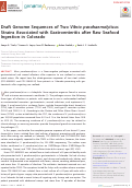 Cover page: Draft Genome Sequences of Two Vibrio parahaemolyticus Strains Associated with Gastroenteritis after Raw Seafood Ingestion in Colorado