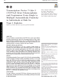 Cover page: Transcription Factor 7-Like 2 (TCF7L2) Gene Polymorphism and Progression From Single to Multiple Autoantibody Positivity in Individuals at Risk for Type 1 Diabetes