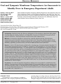 Cover page: Oral and Tympanic Membrane Temperatures are Inaccurate to Identify Fever in Emergency Department Adults