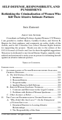 Cover page: Self-Defense, Responsibility, and Punishment: Rethinking the Criminalization of Women Who Kill Their Abusive Intimate Partners