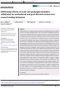 Cover page: Differential effects of acute and prolonged morphine withdrawal on motivational and goal-directed control over reward-seeking behaviour.