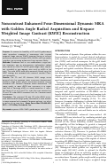 Cover page: Noncontrast enhanced four‐dimensional dynamic MRA with golden angle radial acquisition and k‐space weighted image contrast (KWIC) reconstruction