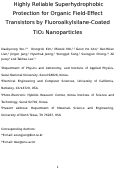 Cover page: Highly Reliable Superhydrophobic Protection for Organic Field-Effect Transistors by Fluoroalkylsilane-Coated TiO2 Nanoparticles
