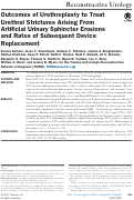 Cover page: Outcomes of Urethroplasty to Treat Urethral Strictures Arising From Artificial Urinary Sphincter Erosions and Rates of Subsequent Device Replacement