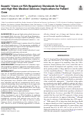 Cover page: Experts’ Views on FDA Regulatory Standards for Drug and High-Risk Medical Devices: Implications for Patient Care