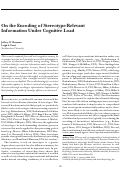 Cover page: On the Encoding of Stereotype-Relevant Information Under Cognitive Load