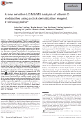 Cover page: A new sensitive LC/MS/MS analysis of vitamin D metabolites using a click derivatization reagent, 2-nitrosopyridine