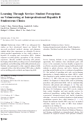 Cover page: Learning Through Service: Student Perceptions on Volunteering at Interprofessional Hepatitis B Student-run Clinics