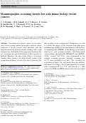 Cover page: Mammographic screening detects low-risk tumor biology breast cancers.