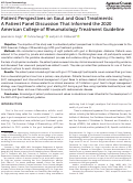 Cover page: Patient Perspectives on Gout and Gout Treatments: A Patient Panel Discussion That Informed the 2020 American College of Rheumatology Treatment Guideline