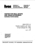 Cover page: Investment in Commercial Real Estate Including Rehabilitation: Impact of the Tax Recovery Act of 1981