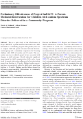 Cover page: Preliminary Effectiveness of Project ImPACT: A Parent-Mediated Intervention for Children with Autism Spectrum Disorder Delivered in a Community Program.